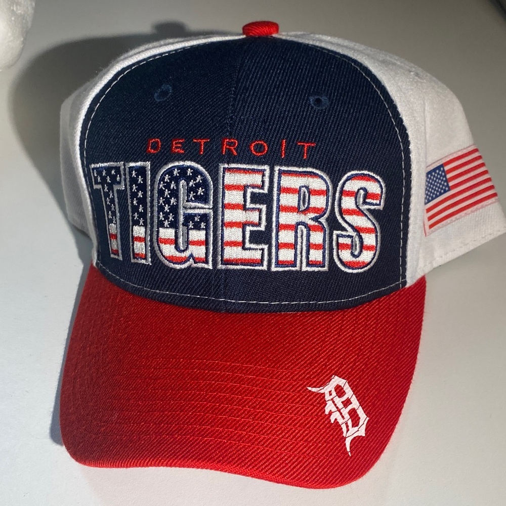 Detroit Tigers MLB USA Red White & Blue Baseball Cap Hat Miller Lite Snapback